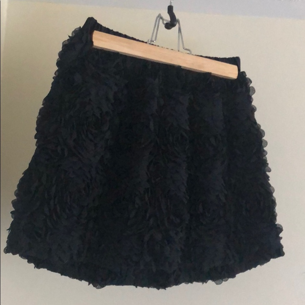 Textured Floral Black Skirt